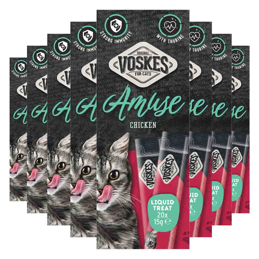 8x Voskes Kattensnack Liquid Treat Kip 20x15 gr