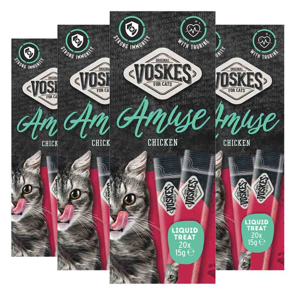 4x Voskes Kattensnack Liquid Treat Kip 20x15 gr