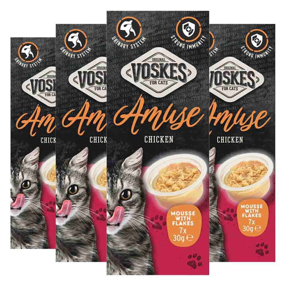 4x Voskes Kattensnack Mousse Kip 7x30 gr