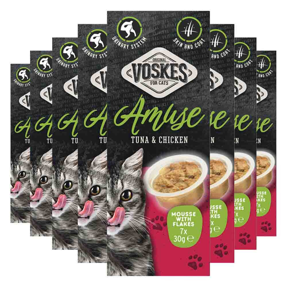 8x Voskes Kattensnack Mousse Tonijn&Kip 7x30 gr