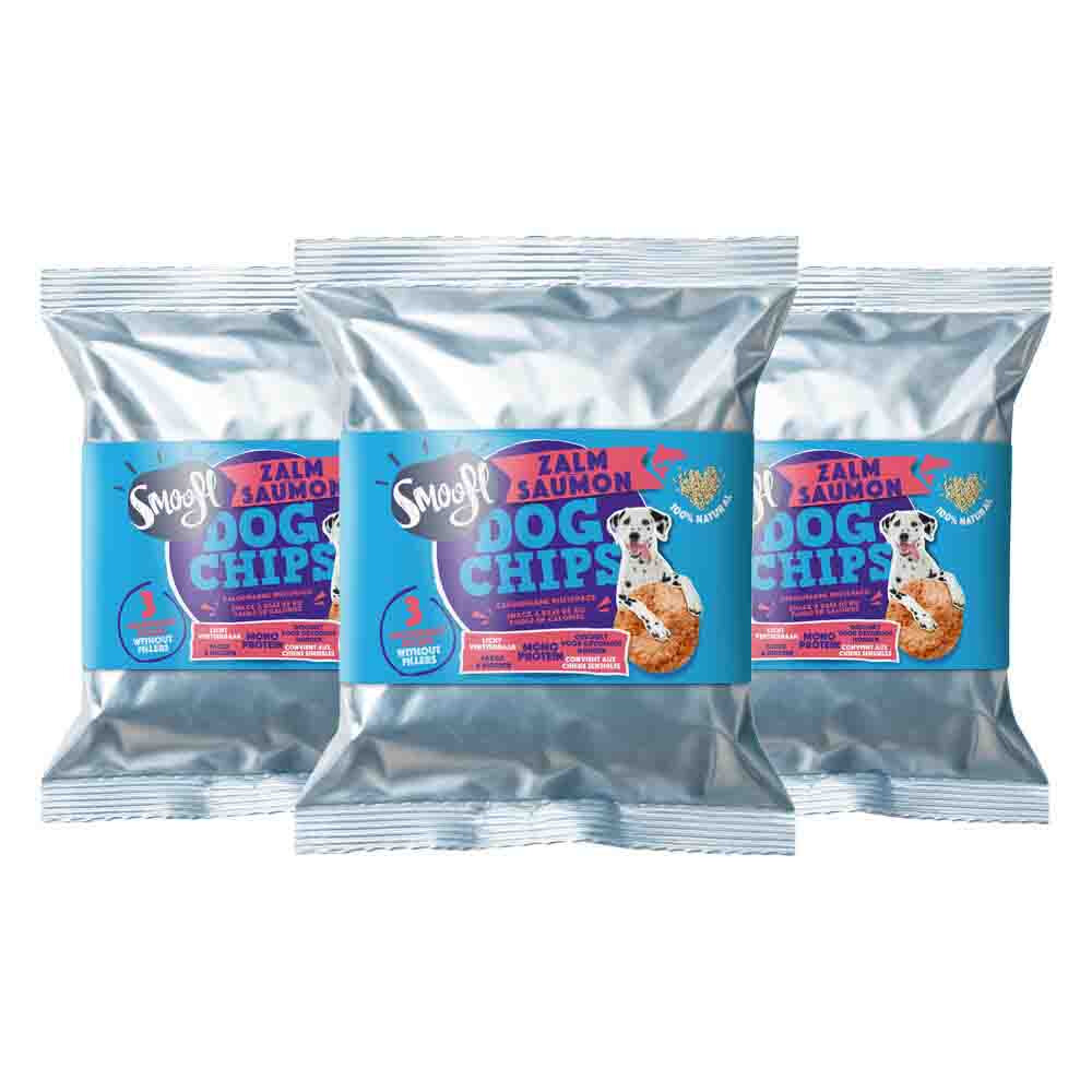 3x Smoofl Hondensnack Dog Chips Zalm 50 gr