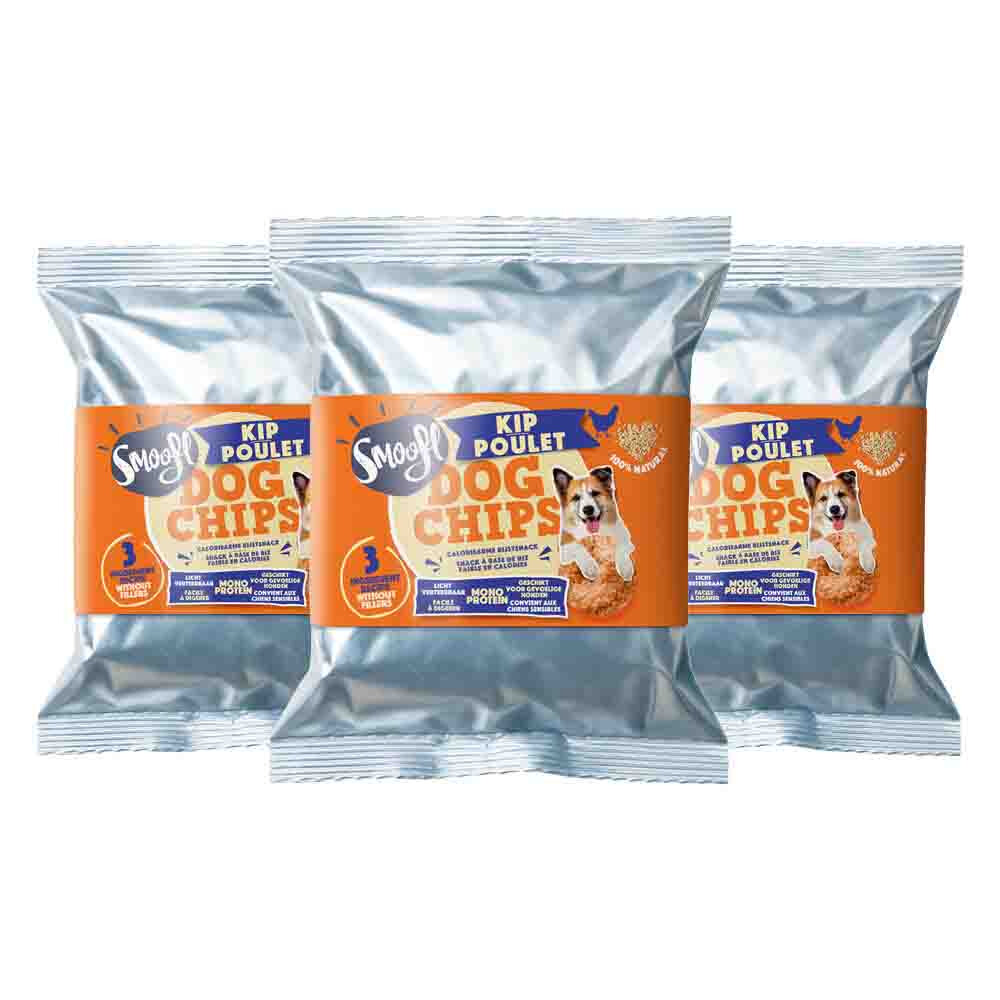 3x Smoofl Hondensnack Dog Chips Kip 50 gr