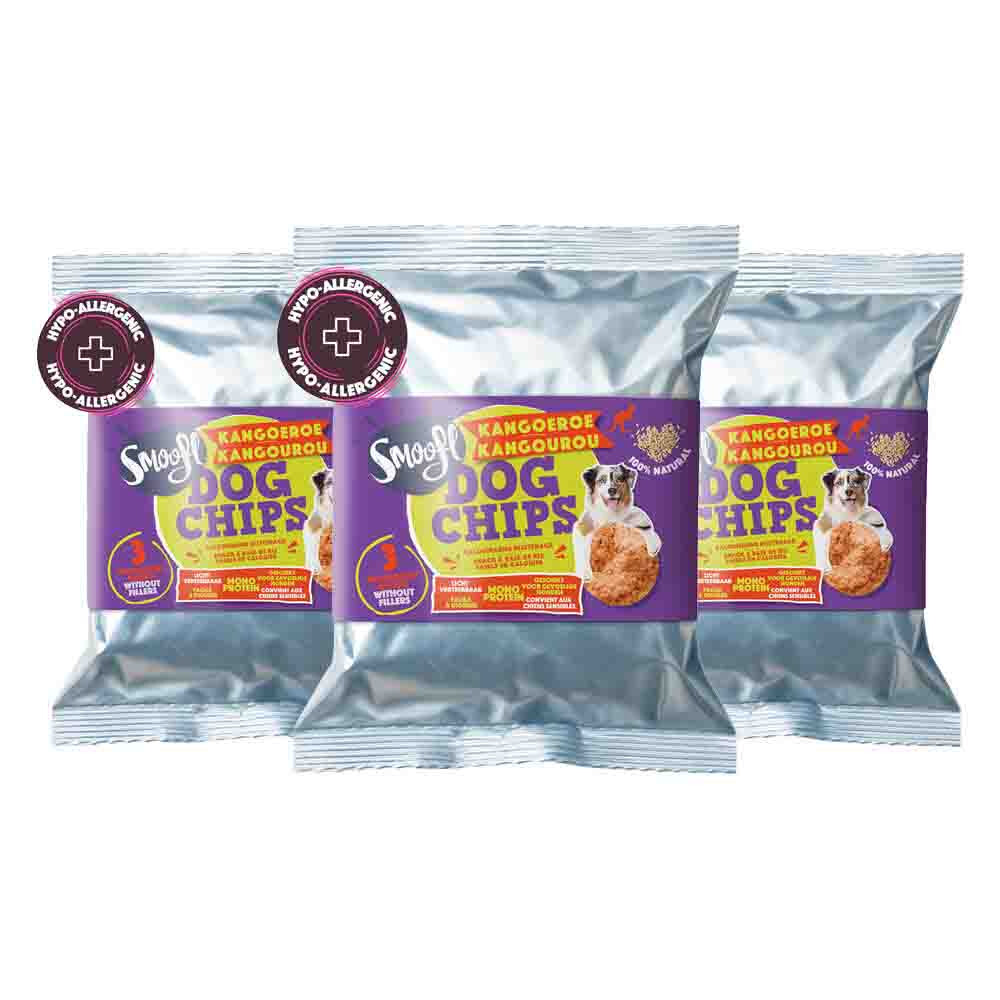 3x Smoofl Hondensnack Dog Chips Kangoeroe 50 gr