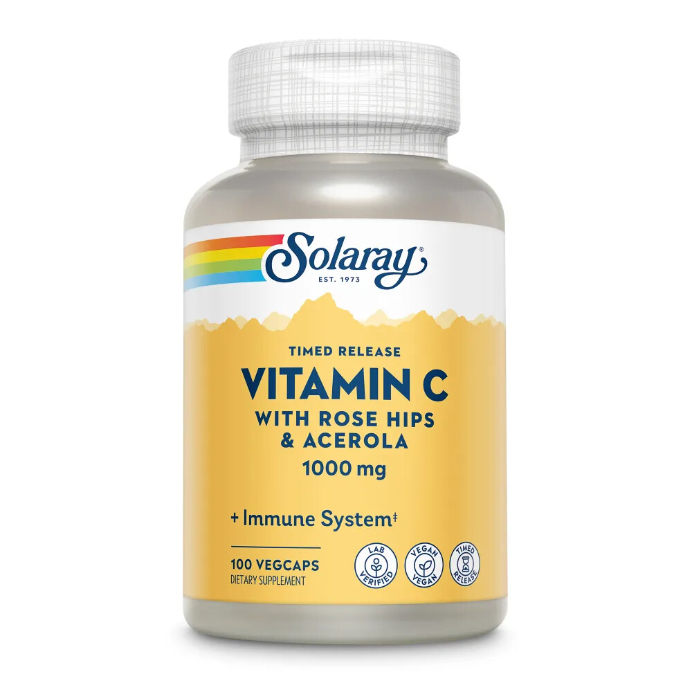 Solaray Vitamine C 1000mg met Rozenbottel&Acerola Vertraagde Afgifte 100 vegacapsules