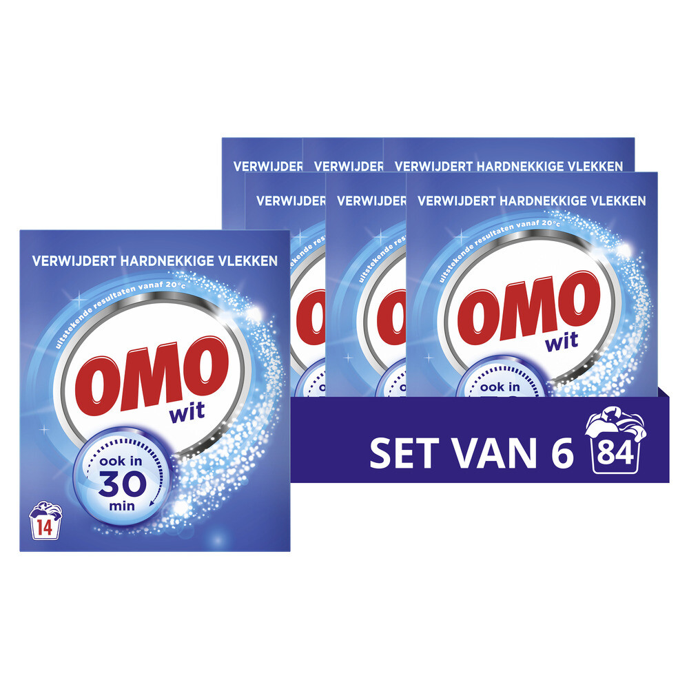 6x OMO Waspoeder Wit 14 Wasbeurten 798 gr
