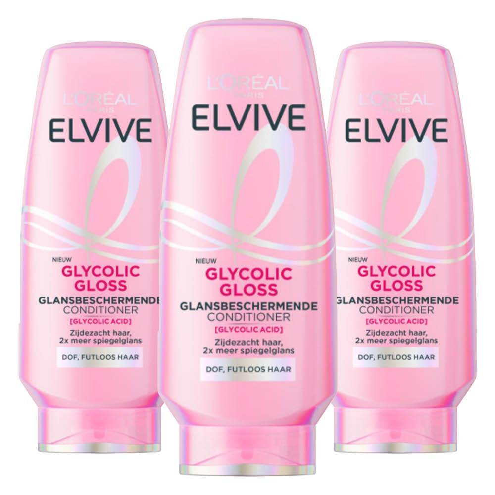 3x L'Oréal Elvive Glycolic Gloss Conditioner 200 ml