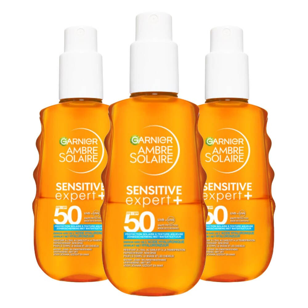3x Garnier Ambre Solaire Sensitive Expert+ SPF 50 150 ml