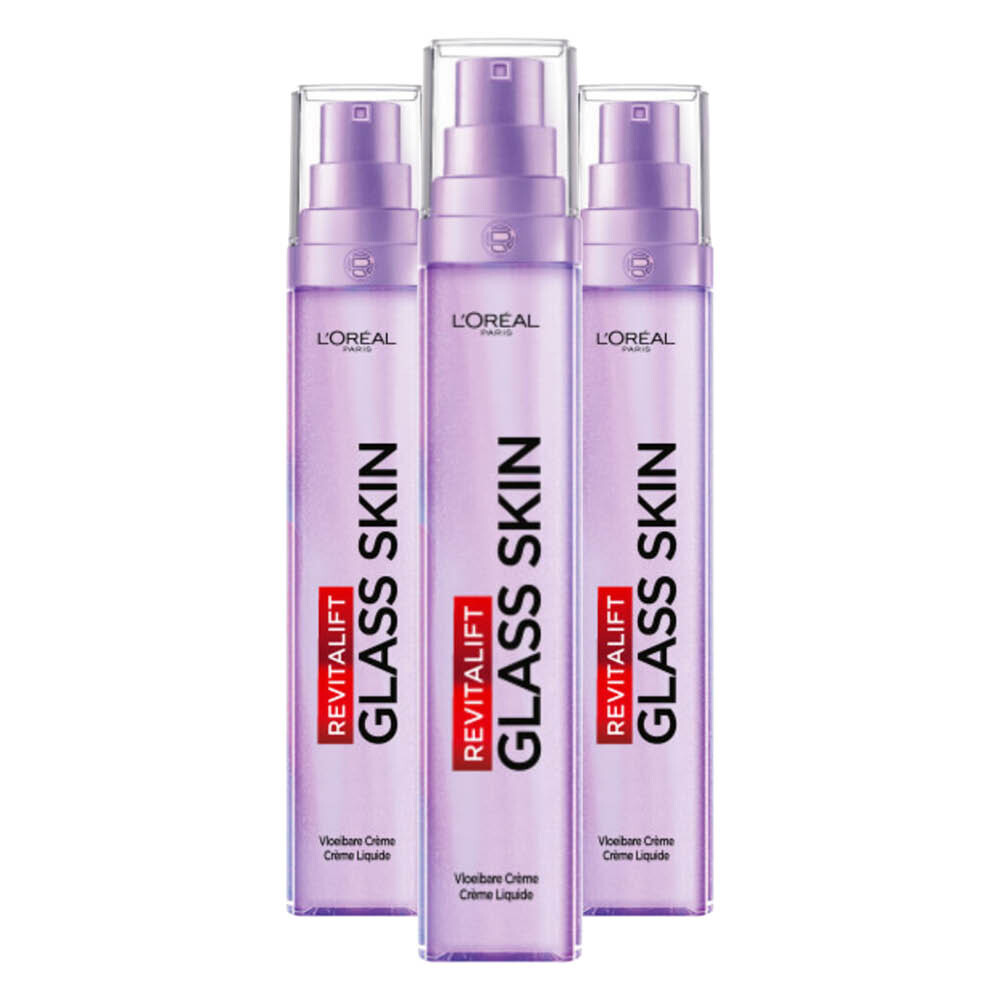 3x L'Oréal Revitalift Filler Glass Skin Vloeibare Crème 50 ml
