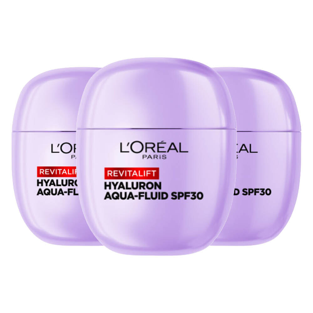 3x L'Oréal Revitalift Filler Hyaluron Aqua-Fluid SPF 30 40 ml