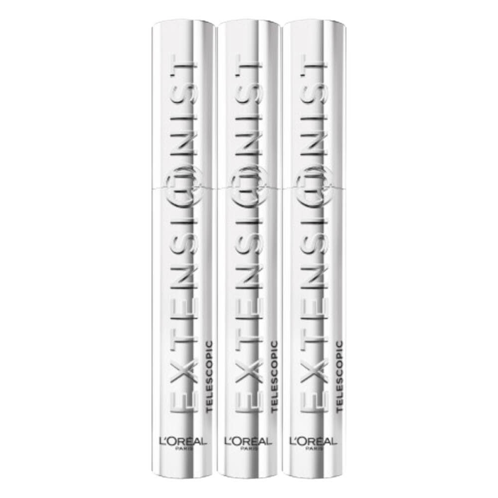 3x L'Oréal Mascara Extensionist Telescopic Washable Black 9,9 ml