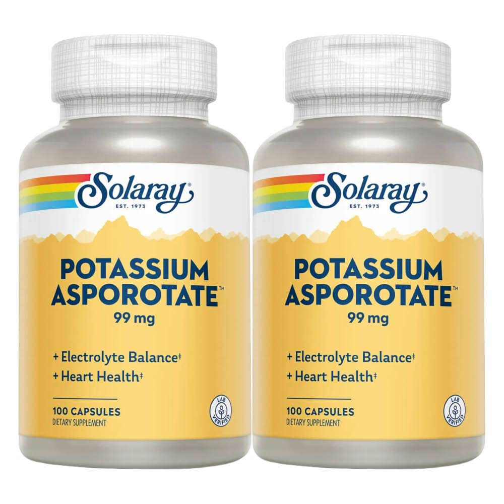 2x Solaray Kalium Asporotat 99 mg(Potassium) 100 capsules