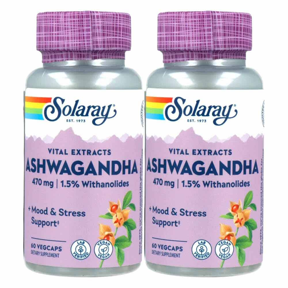 2x Solaray Ashwagandha Extract 60 capsules