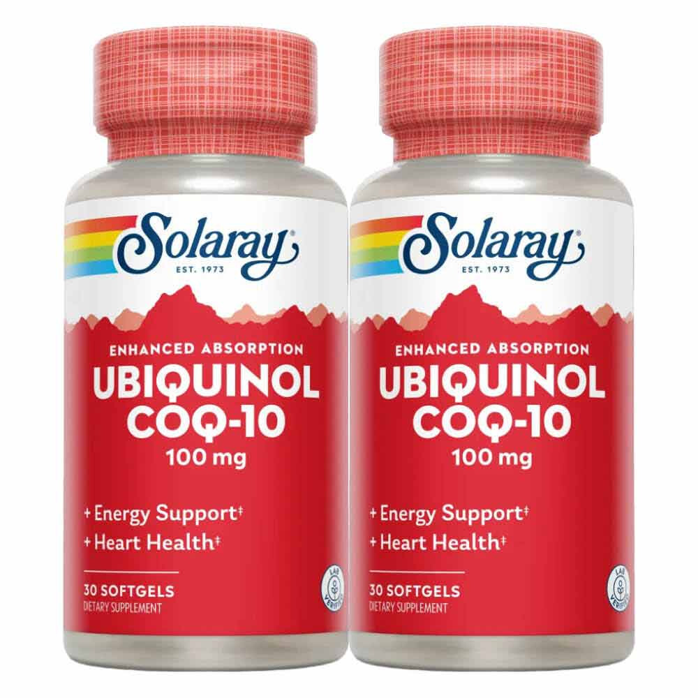 2x Solaray Ubiquinol Co-Enzym Q10 100mg 30 softgels