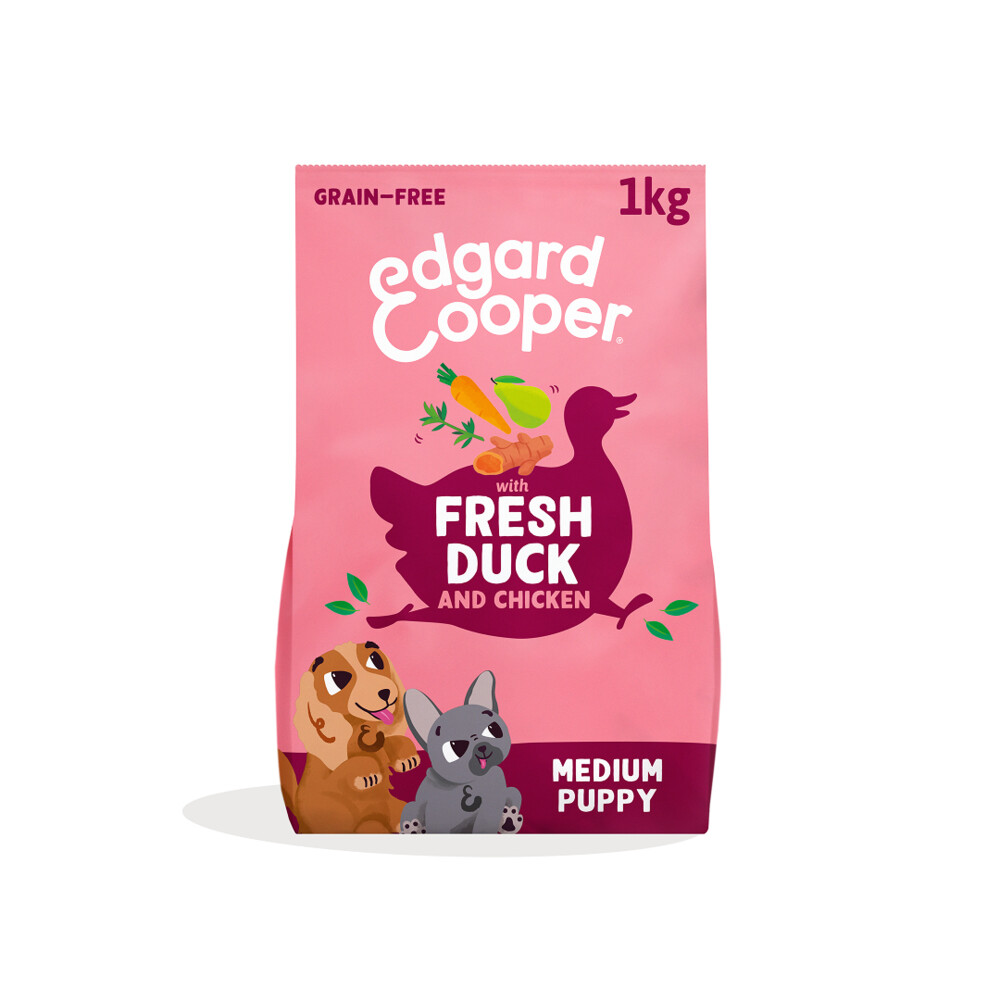 Edgard&Cooper Hondenvoer Droog Puppy Eend&Kip Medium 1 kg