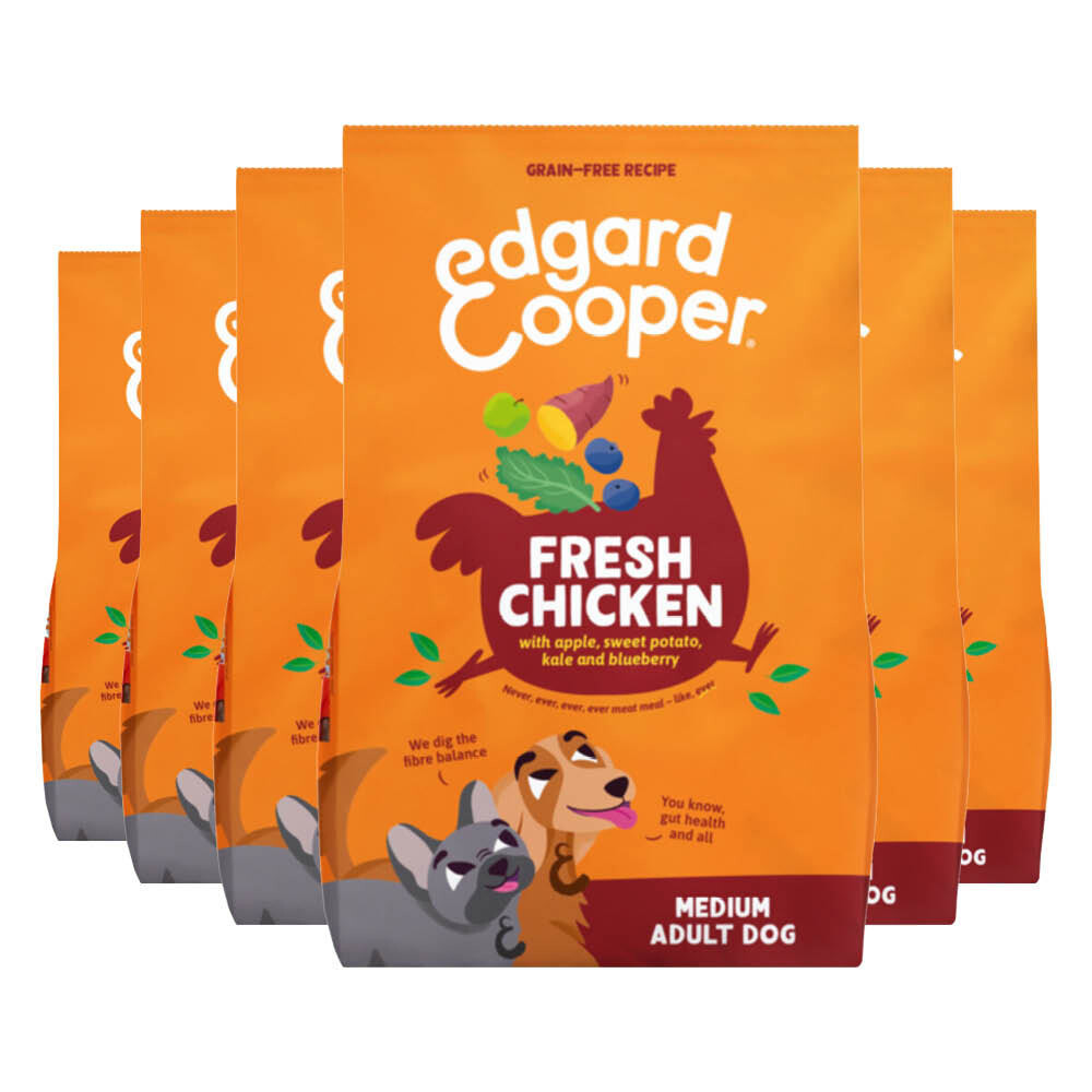 6x Edgard&Cooper Hondenvoer Droog Kip Medium 1 kg