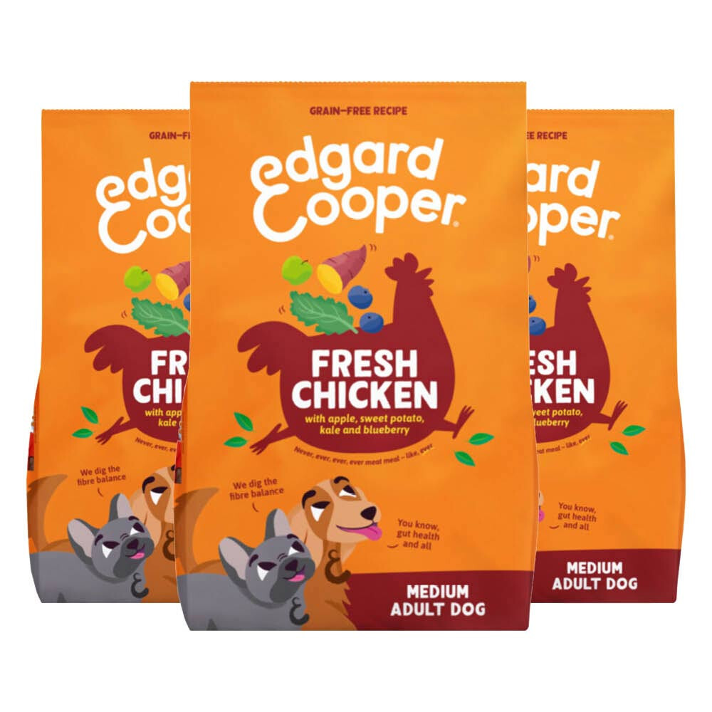 3x Edgard&Cooper Hondenvoer Droog Kip Medium 1 kg
