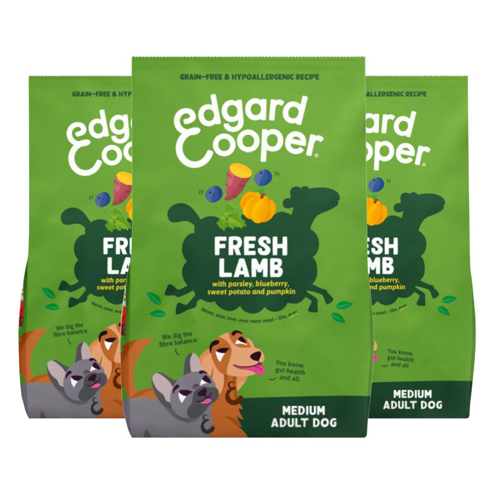 3x Edgard&Cooper Hondenvoer Droog Lam Medium 1 kg