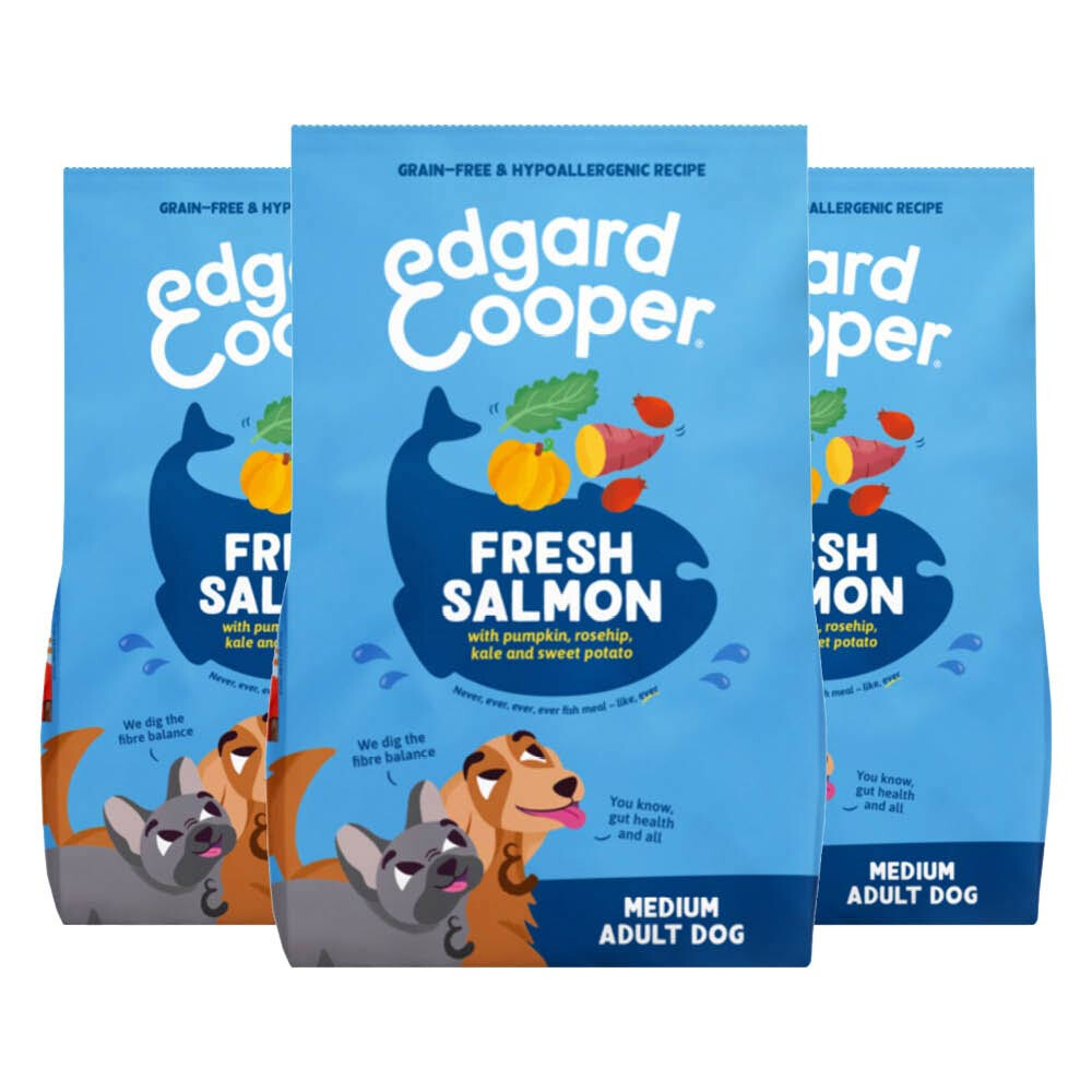 3x Edgard&Cooper Hondenvoer Droog Zalm Medium 1 kg