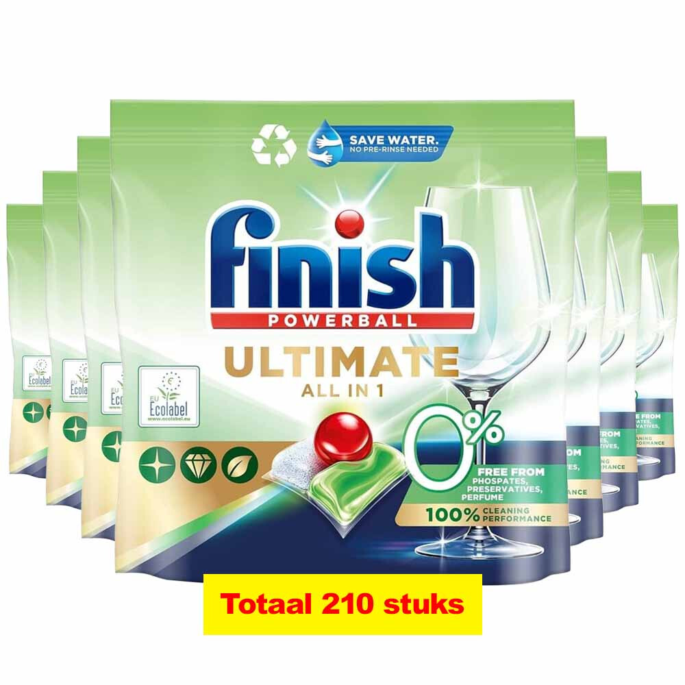 Finish Ultimate All in 1 Vaatwastabletten 0% 210 stuks