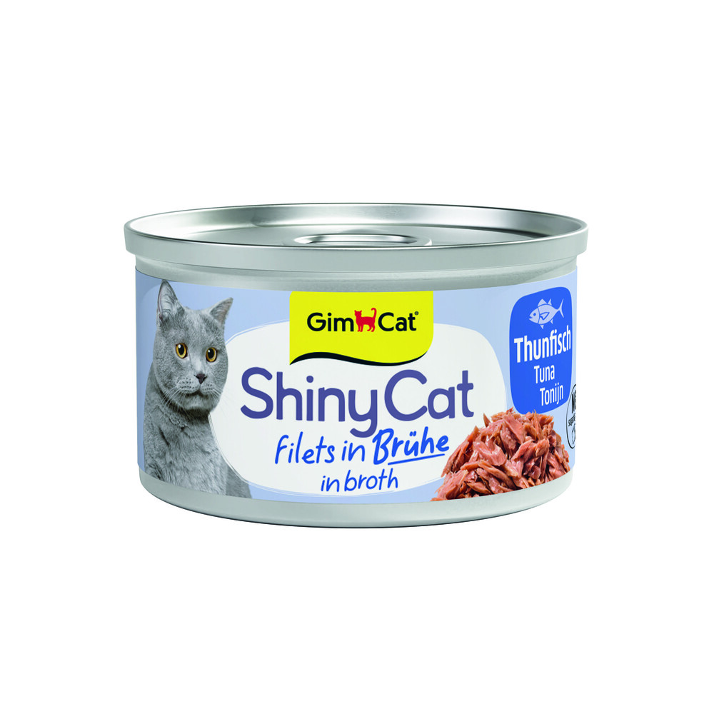 GimCat Kattenvoer Nat ShinyCat Filets in Bouillon Tonijn 70 gr