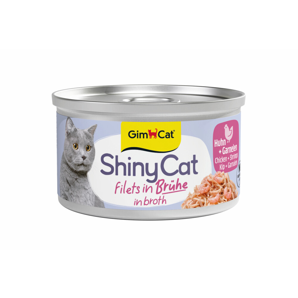 GimCat Kattenvoer Nat ShinyCat Filets in Jelly Kip&Garnalen 70 gr