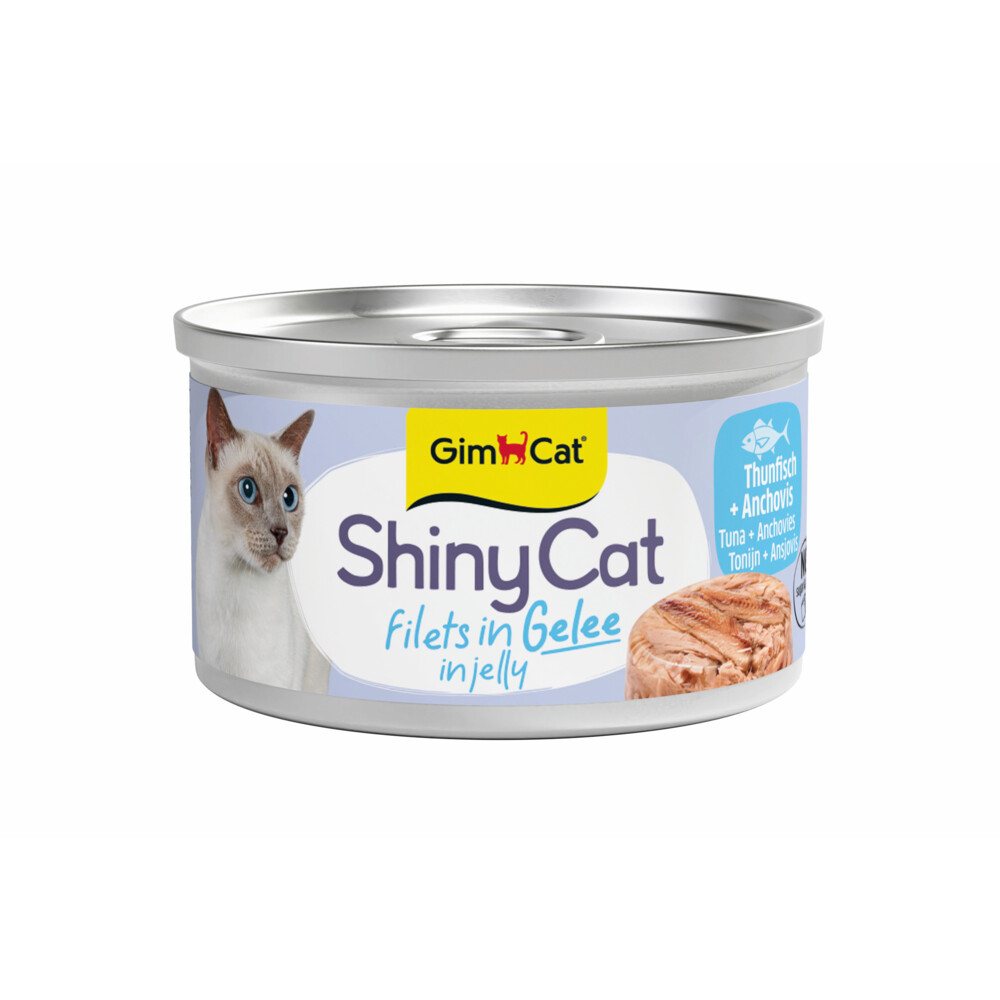 GimCat Kattenvoer Nat ShinyCat Filets in Jelly Tonijn&Anjovis 70 gr