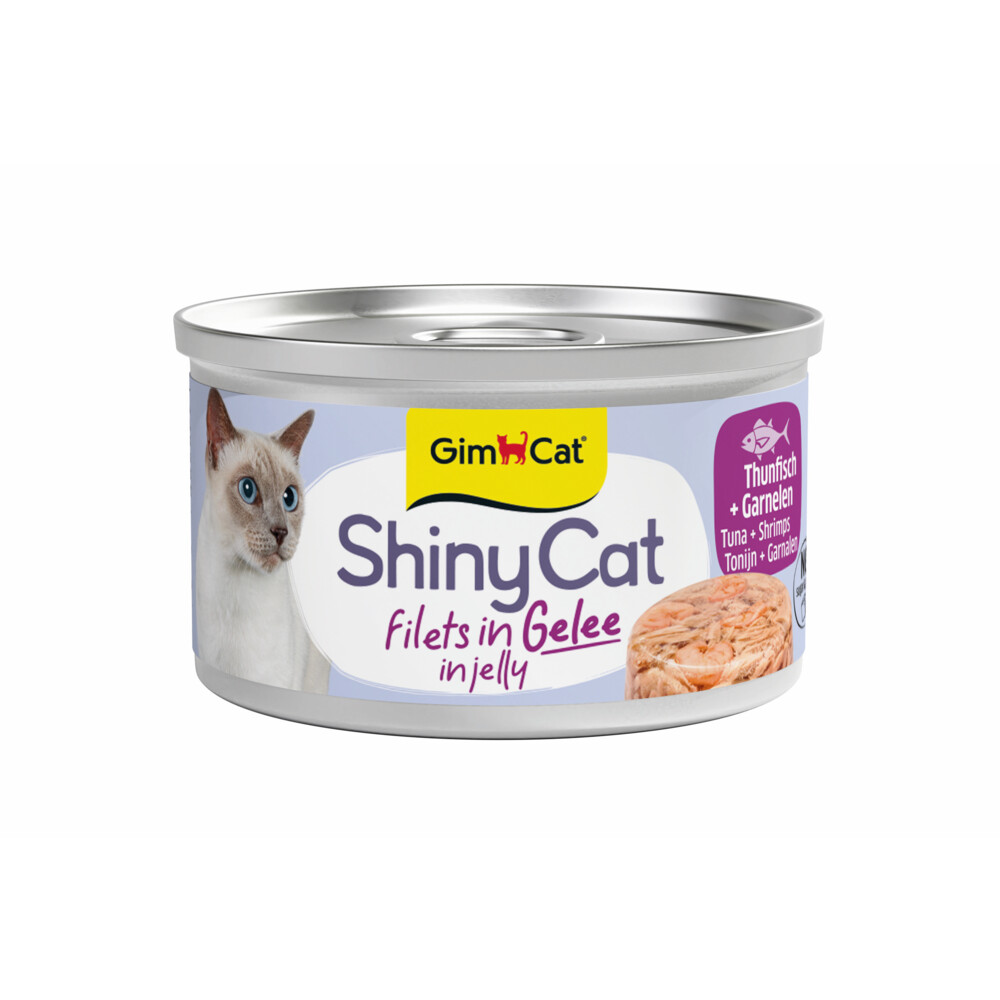 GimCat Kattenvoer Nat ShinyCat Filets in Jelly Tonijn&Garnalen 70 gr
