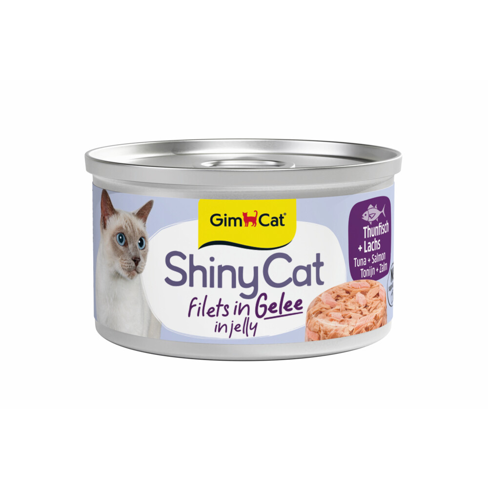 GimCat Kattenvoer Nat ShinyCat Filets in Jelly Tonijn&Zalm 70 gr
