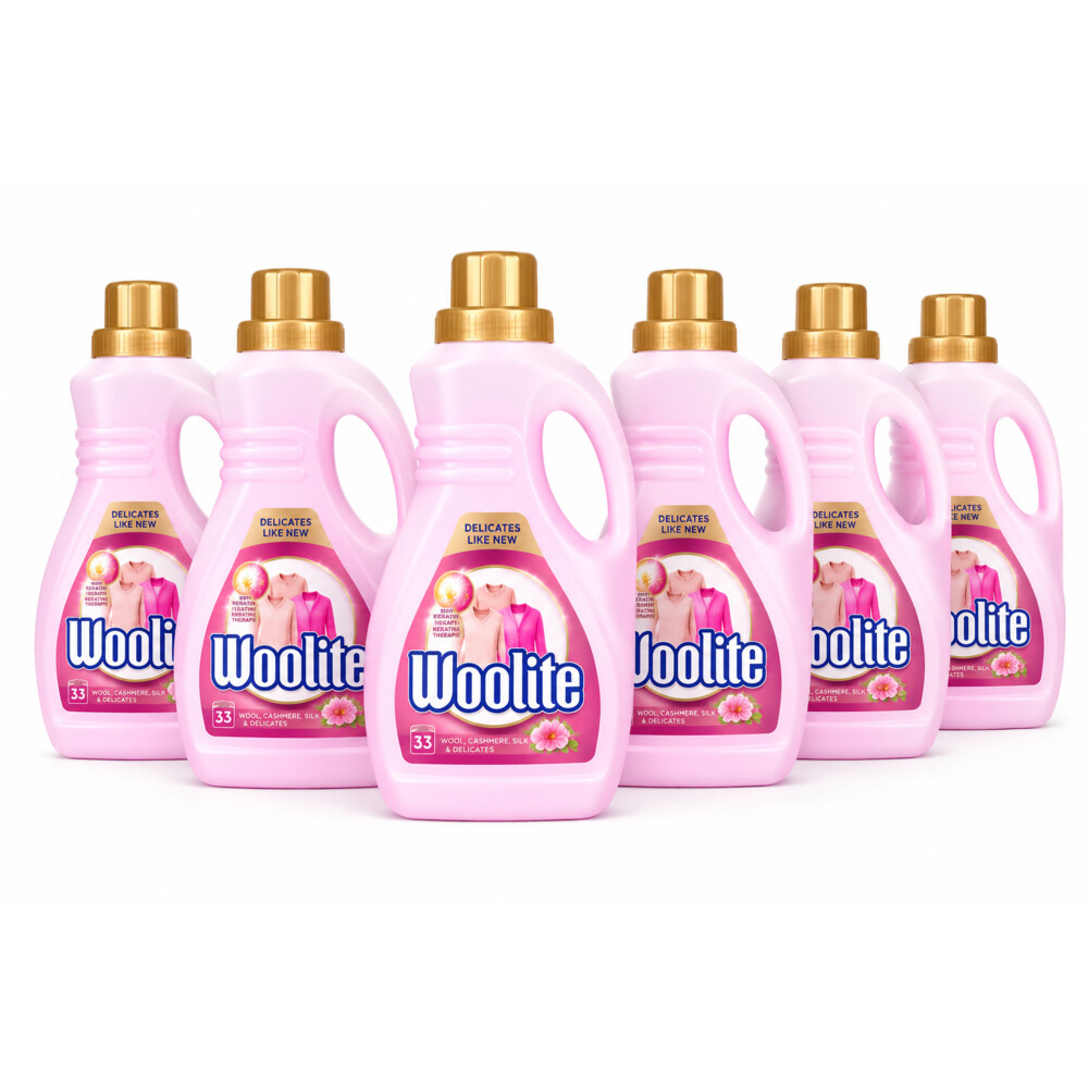 6x Woolite Wasmiddel Alle Textiel 20 wasbeurten 1 liter