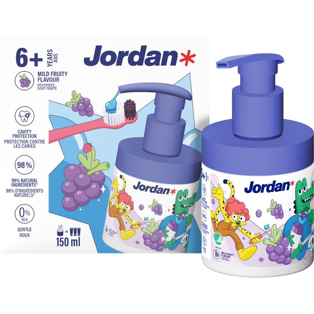 1+1 gratis: Jordan Tandpasta Pomp Junior 6-12 jaar 150 ml