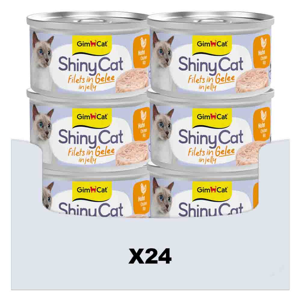 24x GimCat Kattenvoer Nat ShinyCat Filets in Jelly Kip 70 gr
