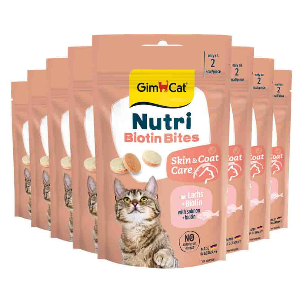 8x GimCat Kattensnack Nutri Biotin Bites 40 gr