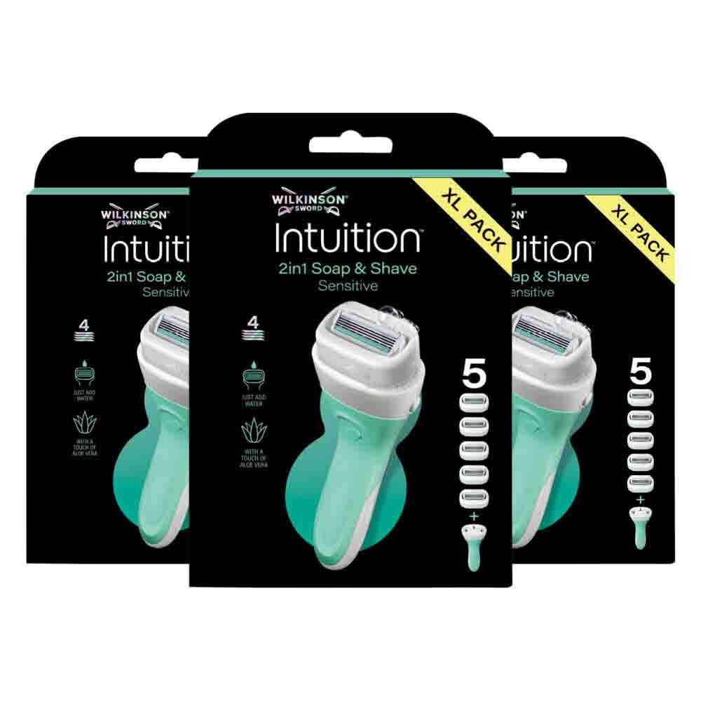 3x Wilkinson Intuition 2in1 Soap and Shave Scheersysteem + Navulmesjes XL 5 stuks