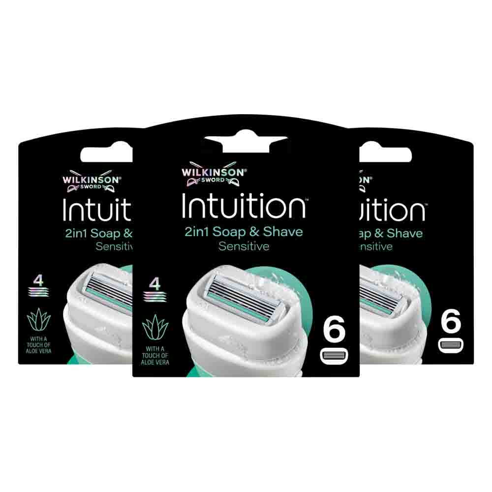 3x Wilkinson Intuition 2in1 Soap and Shave Navulmesjes 6 stuks