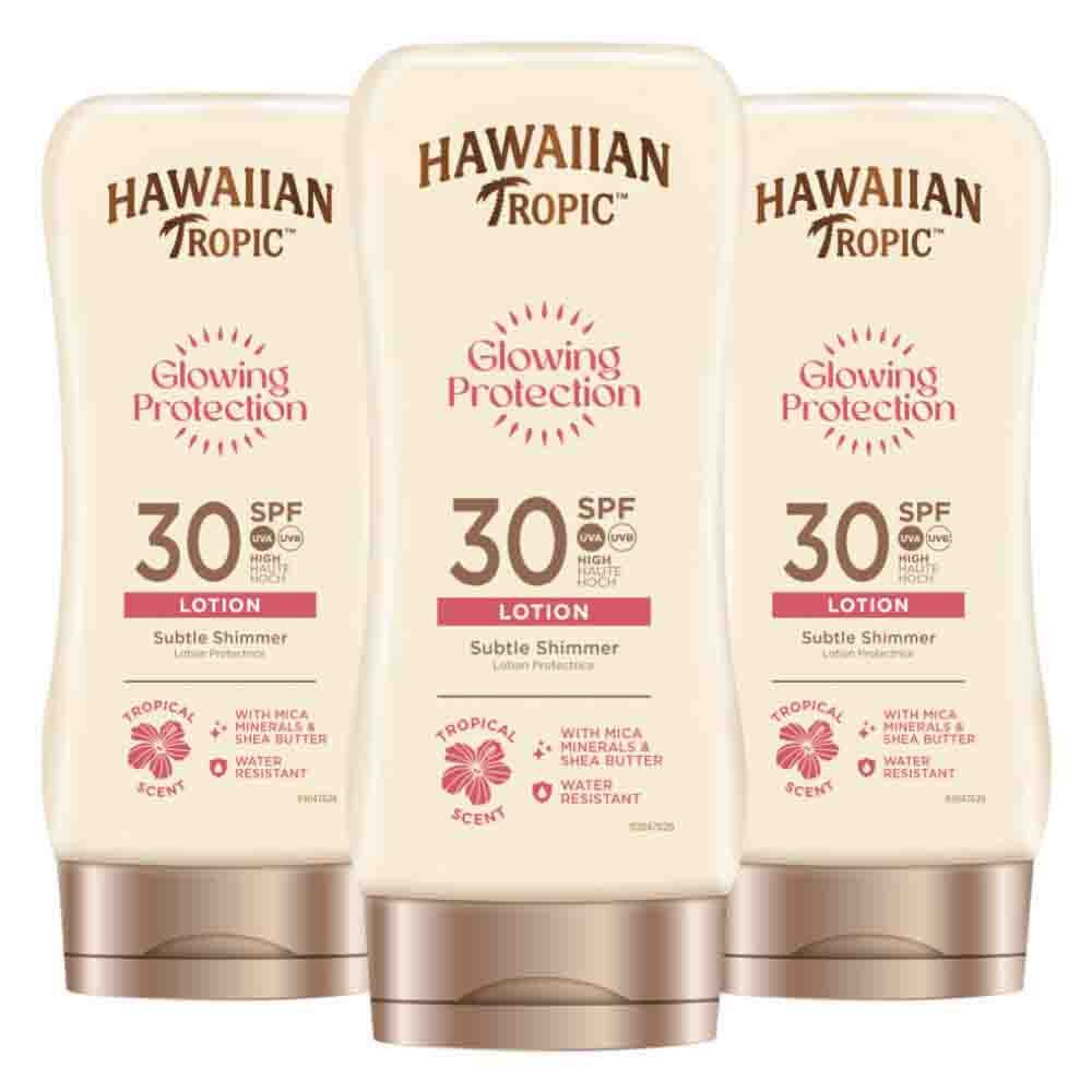 3x Hawaiian Tropic Glowing Protection Lotion SPF 30 170 ml