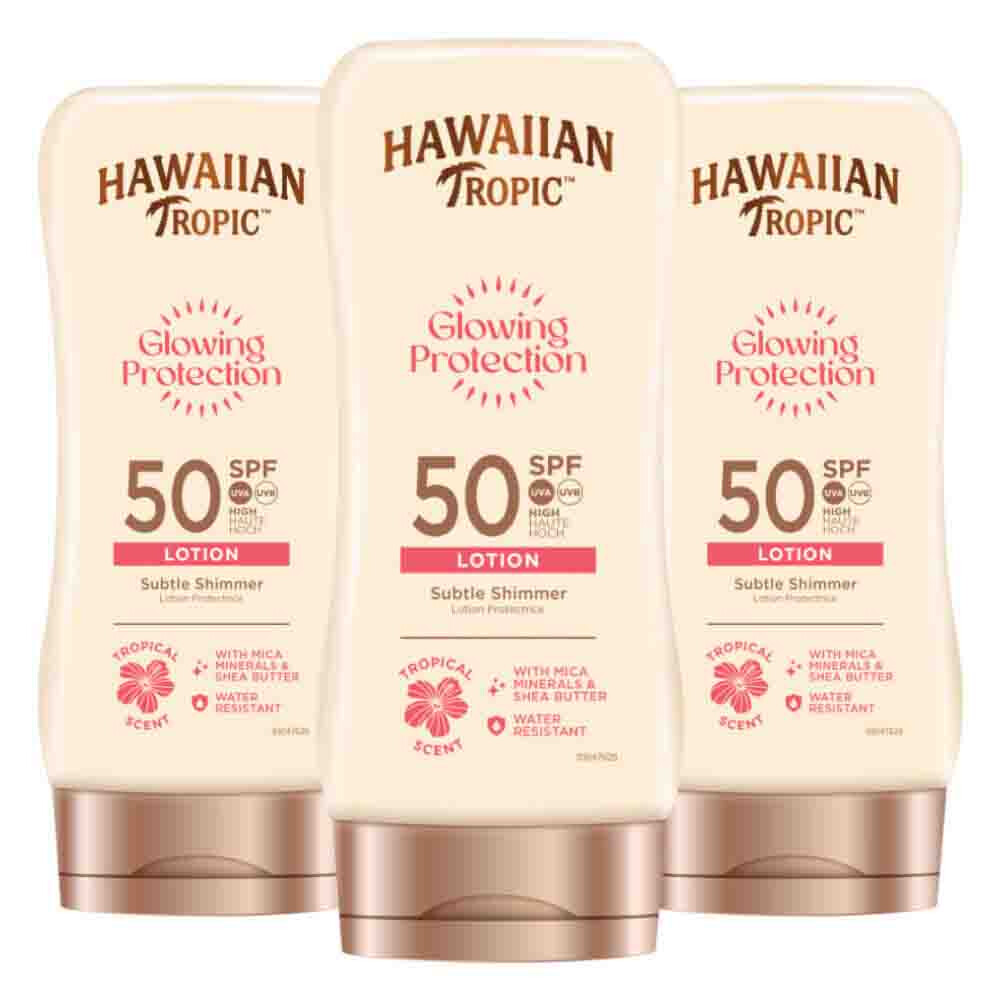 3x Hawaiian Tropic Glowing Protection Lotion SPF 50 170 ml