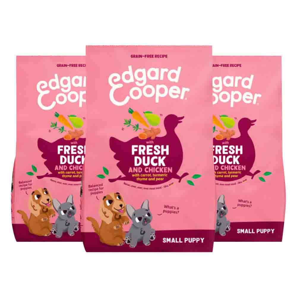 3x Edgard&Cooper Hondenvoer Droog Puppy Small Eend&Kip 3 kg