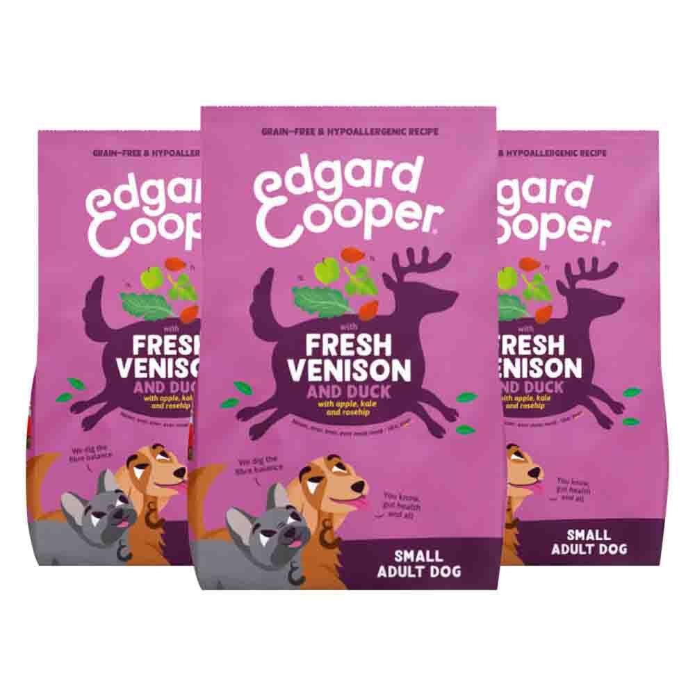 3x Edgard&Cooper Hondenvoer Droog Adult Small Hert&Eend 3 kg