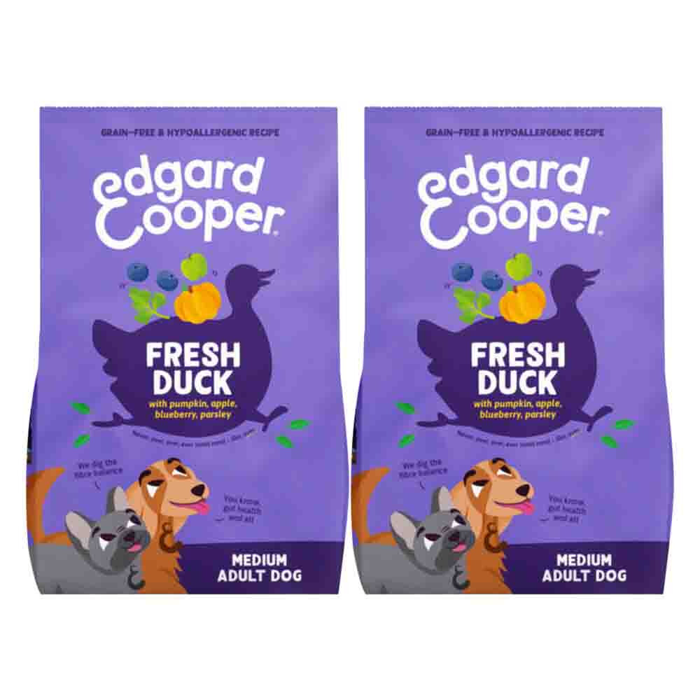 2x Edgard&Cooper Hondenvoer Droog Adult Medium Eend 2,5 kg