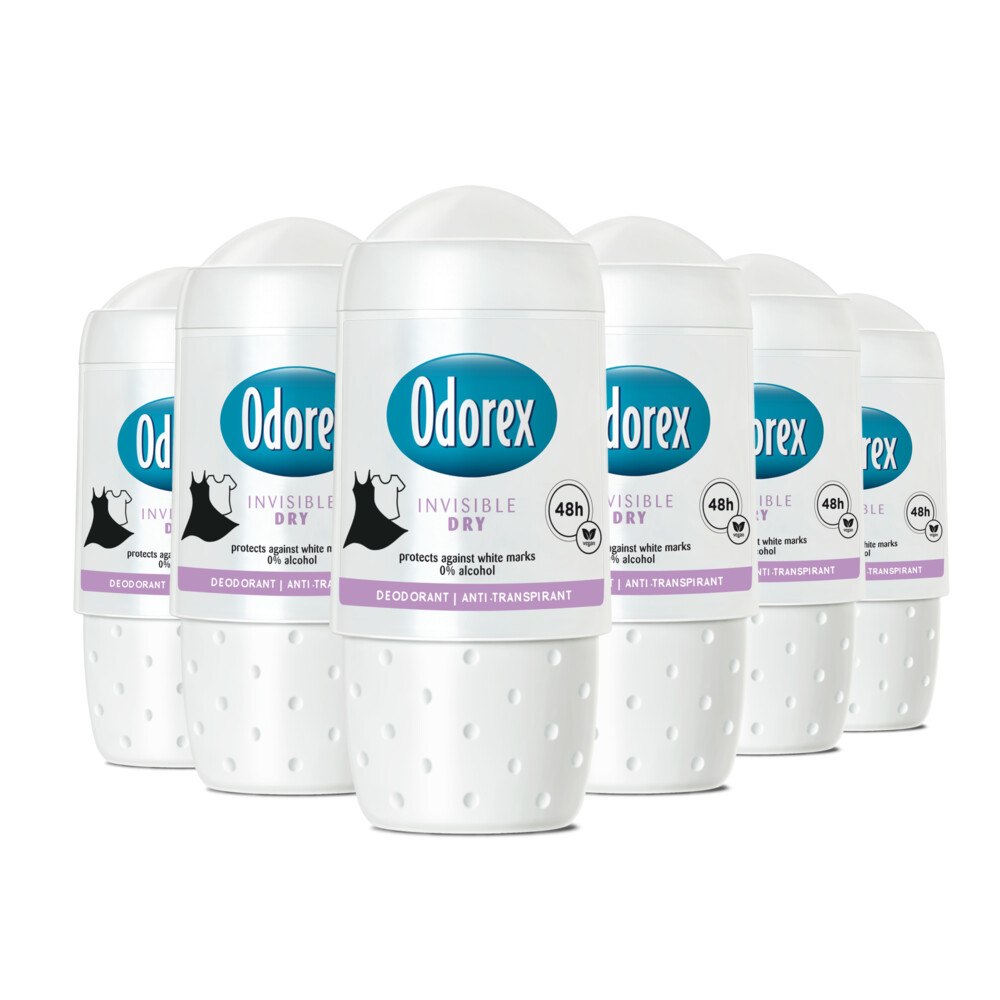 6x Odorex Deodorant Roller Invisible Dry 50 ml