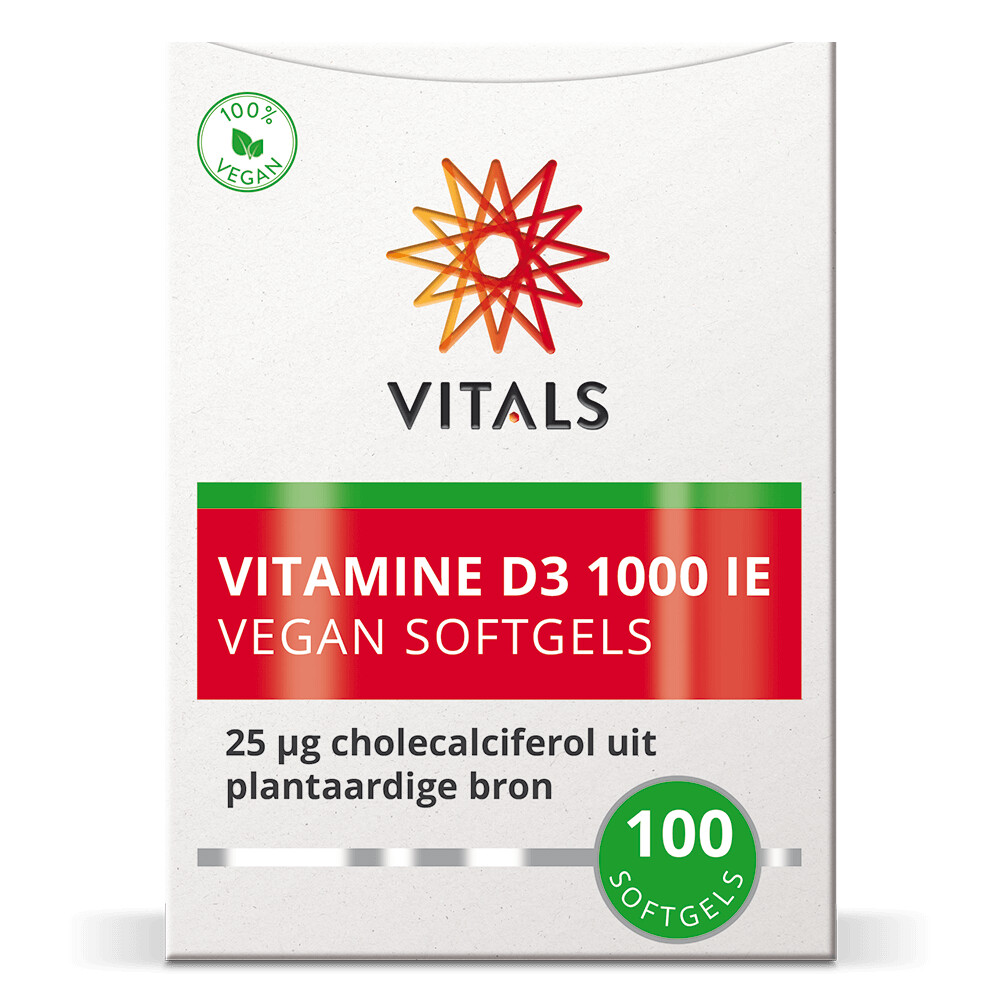 2x Vitals Vitamine D3 1000 IE 100 softgels