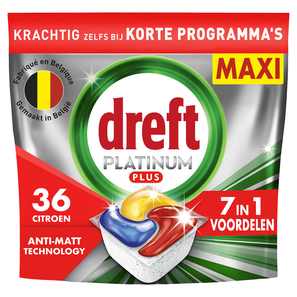 2+3 gratis: Dreft Vaatwastabletten Platinum Plus All In One Lemon 36 stuks