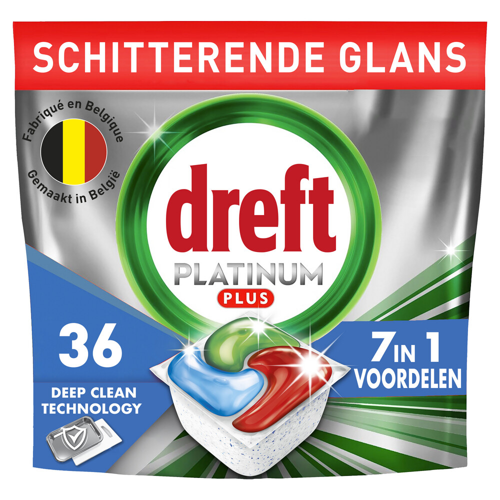 5x Dreft Vaatwastabletten Platinum Plus All In One Deep Clean 36 stuks