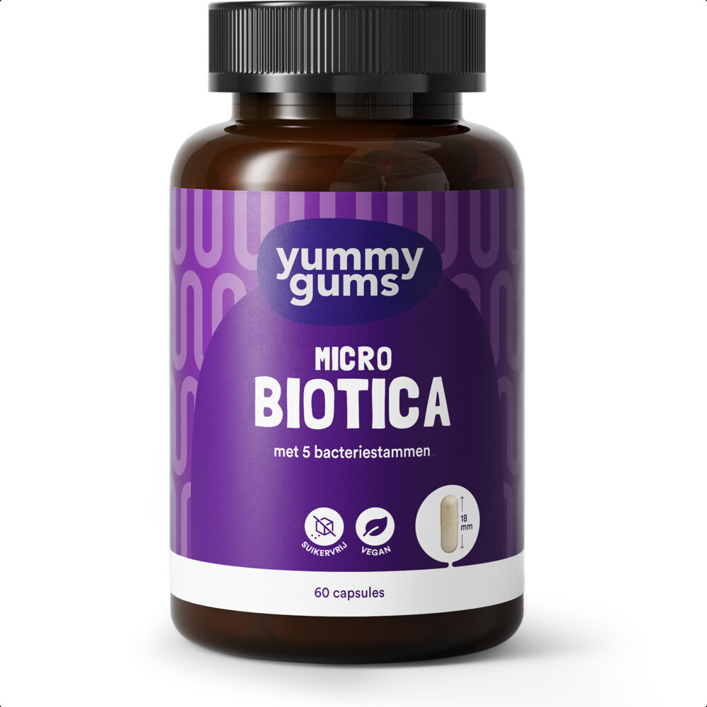 1+1 gratis: Yummygums Micro Biotica 5 Bacteriestammen en Gember 60 capsules