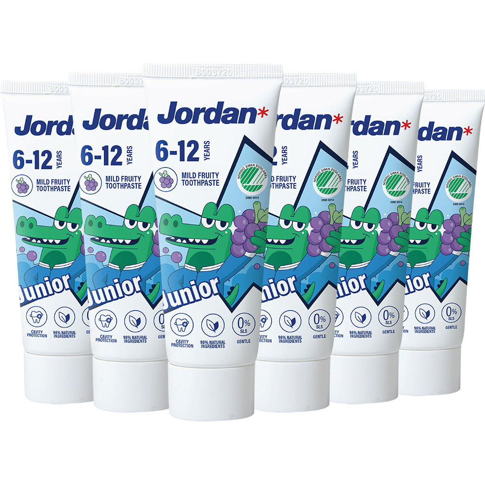6x Jordan Tandpasta Junior 6-12 jaar 50 ml