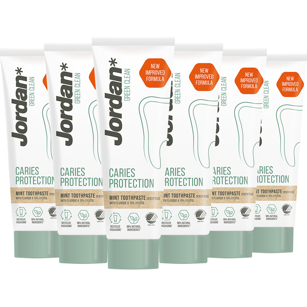 6x Jordan Green Clean Tandpasta Caries Protection 75 ml