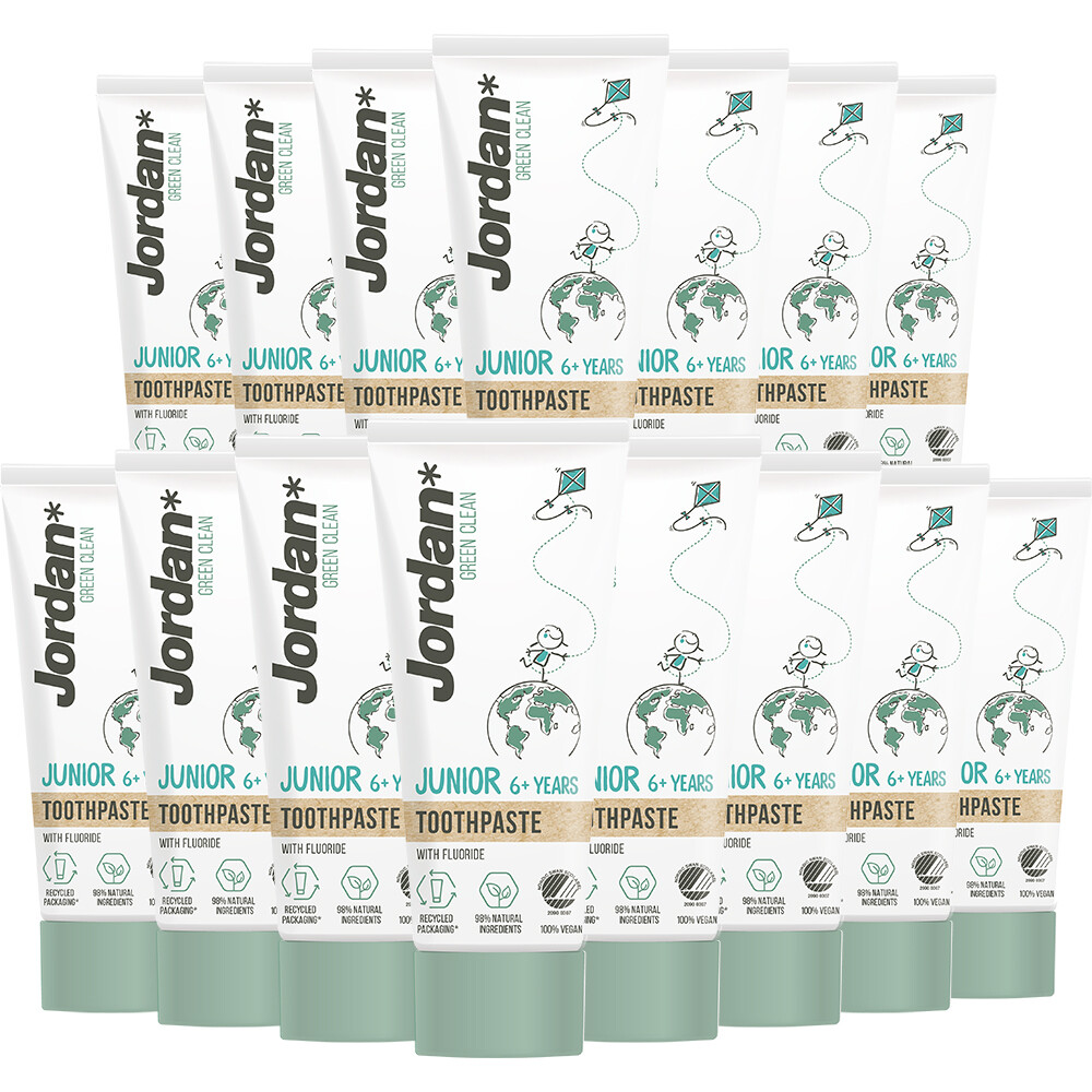 15x Jordan Tandpasta Green Clean Junior 6+ 50 ml