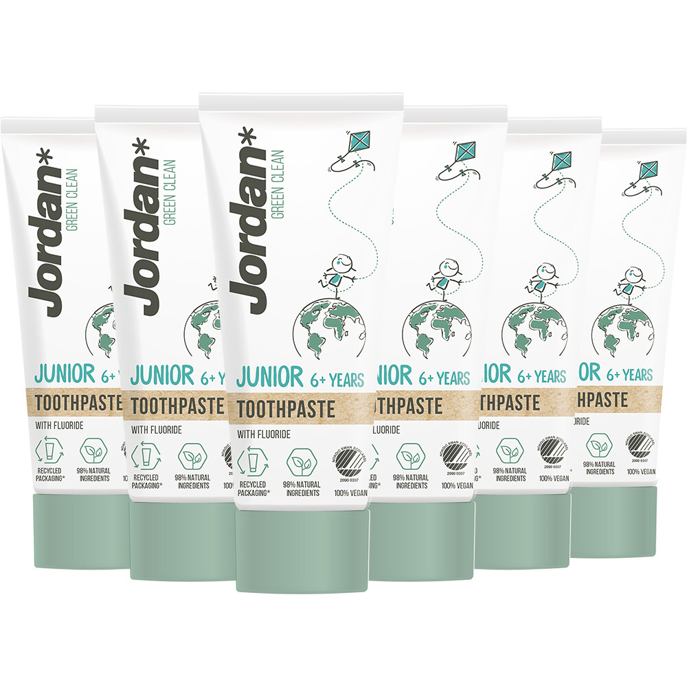 6x Jordan Tandpasta Green Clean Junior 6+ 50 ml