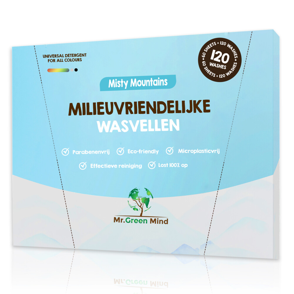 Mr. Green Mind Wasstrips/ Wasmiddeldoekjes Misty Mountains 120 wasbeurten