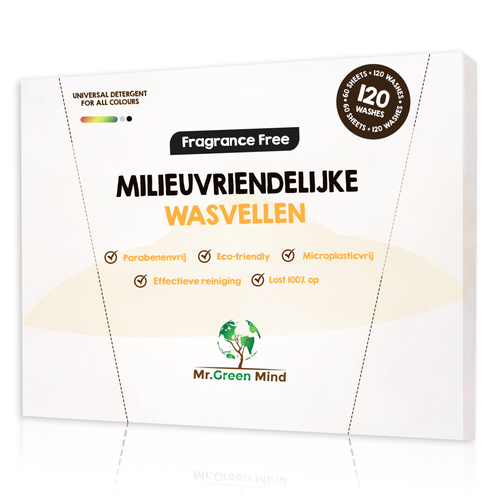 Mr. Green Mind Wasstrips/ Wasmiddeldoekjes Fragrance Free 120 wasbeurten